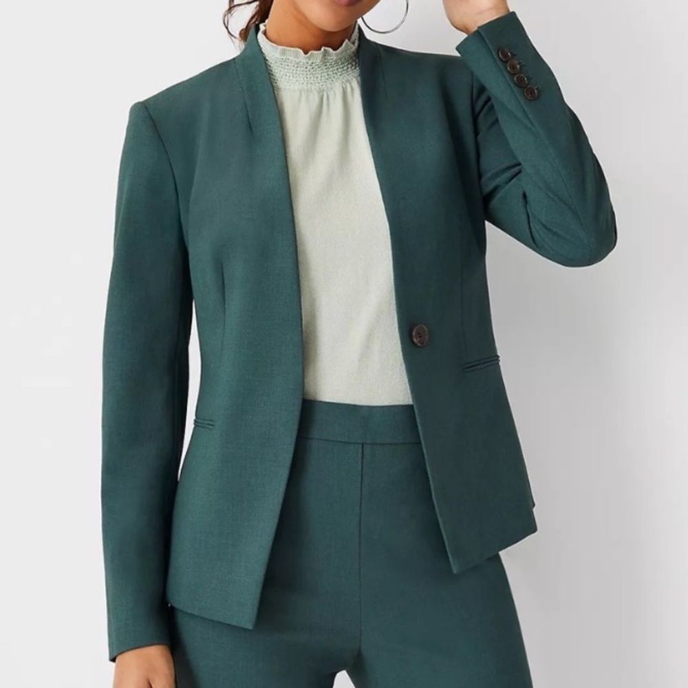 Ann Taylor Green Blazer/Suit Jacket